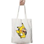 Pika Elbise Süper Mario Pikachu Pokemon Iki Tarafı Kalıcı Baskılı Yıkanabilir Çanta