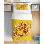 Pikachu 3D Dijital Baskılı Tek Kişilik Çarşafsız Genç Erkek Genç Çocuk Nevresim Takımı - Sarı - 160 x 220 cm