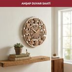 PIKAS Ahşap Duvar Saati 32 cm, Sessiz Mekanizma Dekoratif Modern Salon Mutfak Ofis Duvar Saati