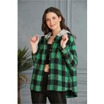 Pikka Online Kadın Çok Renkli Yeşil Oduncu Oversize Ceket Gömlek