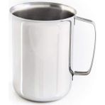 Piknik Kamp Paslanmaz Çelik Metal Bardak Kulplu Kupa Bardağı Yükseklik: 8,5 cm Çap: 7,7 cm - 1 Adet - Gümüş - 300 ml