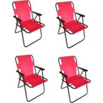Piknik Sandalyesi Kollu Kamp Koltuğu Kırmızı Renk 4 Adet - 6456 Ecorce Tube Marron - Polyester