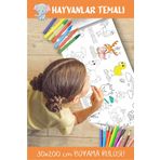 Piksel Grafik Pixroll Hayvanlar Temalı Dev Rulo Boyama Kağıdı– 2 m × 30 cm | Çocuklar İçin Sanat & Etkinlik Kağıdı