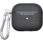 Pilanix Apple Airpods 4 Için Deri Desenli Lux Askılı Silikon Kılıf Airbag-03 - Siyah