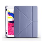 Pilanix Apple İpad Air 3 İçin Kalemlıklı Arkası Silikon Standlı Trifolding Kılıf Mor