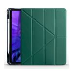 Pilanix Apple iPad Pro 12.9 2021 Için Kalem Koymalı Arkası Silikon Standlı Trifolding Kılıf - Yeşil