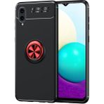Pilanix Samsung Galaxy A02 Kılıf Yüzüklü Manyetik Ravel Silikon - Siyah - Kırmızı