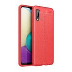 Pilanix Samsung Galaxy A02S Kılıf Deri Desenli Lux Niss Silikon Kırmızı