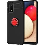 Pilanix Samsung Galaxy A02S Kılıf Yüzüklü Manyetik Ravel Silikon - Siyah - Kırmızı