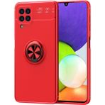 Pilanix Samsung Galaxy A22 4G Kılıf Yüzüklü Manyetik Ravel Silikon Kırmızı
