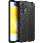 Pilanix Samsung Galaxy A73 Kılıf Deri Desenli Lux Niss Silikon Siyah