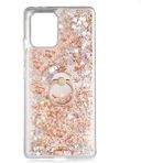 Pilanix Samsung Galaxy A91 S10 Lite Kılıf Sıvılı Kalplı Yüzüklü Manyetik Milce Kapak - Gold - Galaxy S10 Lite