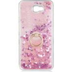 Pilanix Samsung Galaxy J7 Prime Kılıf Sıvılı Kalplı Yüzüklü Manyetik Milce Kapak Pembe