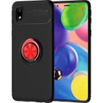 Pilanix Samsung Galaxy M01 Core Kılıf Yüzüklü Manyetik Ravel Silikon - Siyah - Kırmızı