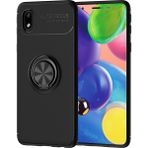Pilanix Samsung Galaxy M01 Core Kılıf Yüzüklü Manyetik Ravel Silikon Siyah