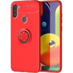 Pilanix Samsung Galaxy M11 Kılıf Yüzüklü Manyetik Ravel Silikon Kırmızı