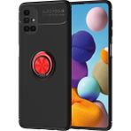 Pilanix Samsung Galaxy M51 Kılıf Yüzüklü Manyetik Ravel Silikon - Siyah - Kırmızı