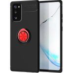 Pilanix Samsung Galaxy Note 20 Kılıf Yüzüklü Manyetik Ravel Silikon - Siyah - Kırmızı