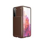 Pilanix Samsung Galaxy S21 Plus Kılıf Karbon Desenli Lux Negro Silikon Kahverengi