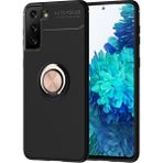 Pilanix Samsung Galaxy S21 Plus Kılıf Yüzüklü Manyetik Ravel Silikon - Rose Gold