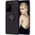 Pilanix Samsung Galaxy S21 Ultra Kılıf Yüzüklü Manyetik Ravel Silikon Siyah