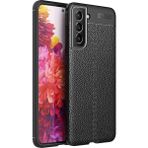 Pilanix Samsung Galaxy S22 Plus Kılıf Deri Desenli Lux Niss Silikon Siyah
