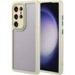 Pilanix Samsung Galaxy S23 Ultra Kılıf Renkli Silikon Kenarlı Arkası Şeffaf Kamera Korumalı Vitamin Kapak - Gold