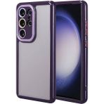 Pilanix Samsung Galaxy S23 Ultra Kılıf Renkli Silikon Kenarlı Arkası Şeffaf Kamera Korumalı Vitamin Kapak - Mor