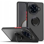 Pilanix Tecno Spark 20 Pro Plus Kılıf Kamera Korumalı Yüzüklü Manyetik Standlı Arkası Buzlu Iring Kapak - Siyah