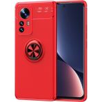 Pilanix Xiaomi 12 Pro Kılıf Yüzüklü Manyetik Ravel Silikon Kırmızı