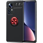 Pilanix Xiaomi 12 Pro Kılıf Yüzüklü Manyetik Ravel Silikon - Siyah - Kırmızı
