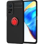 Pilanix Xiaomi Mi 10T Pro Kılıf Yüzüklü Manyetik Ravel Silikon - Siyah - Kırmızı