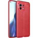 Pilanix Xiaomi Mi 11 Kılıf Deri Desenli Lux Niss Silikon Kırmızı