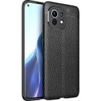 Pilanix Xiaomi Mi 11 Kılıf Deri Desenli Lux Niss Silikon Siyah