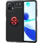 Pilanix Xiaomi Mi 11 Lite Kılıf Yüzüklü Manyetik Ravel Silikon - Siyah - Kırmızı