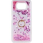 Pilanix Xiaomi Poco X3 Kılıf Sulu Simli Renkli Yüzüklü Milce Silikon - Pembe - Poco X3 NFC