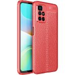 Pilanix Xiaomi Redmi 10 Kılıf Deri Desenli Lux Niss Silikon Kırmızı