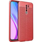 Pilanix Xiaomi Redmi 9 Kılıf Deri Desenli Lux Niss Silikon Kırmızı