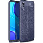 Pilanix Xiaomi Redmi 9A Kılıf Deri Desenli Lux Niss Silikon Lacivert