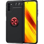 Pilanix Xiaomi Redmi 9t Kılıf Yüzüklü Manyetik Ravel Silikon - Siyah - Kırmızı