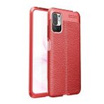 Pilanix Xiaomi Redmi Note 10 5G Kılıf Deri Desenli Lux Niss Silikon Kırmızı