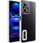 Pilanix Xiaomi Redmi Note 12 Pro 5g Kılıf Renkli Kenarlı Parlak Logo Açık Şeffaf Omega Silikon - Gri