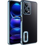 Pilanix Xiaomi Redmi Note 12 Pro 5g Kılıf Renkli Kenarlı Parlak Logo Açık Şeffaf Omega Silikon - Mavi