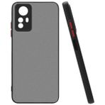 Pilanix Xiaomi Redmi Note 12S Kılıf Renkli Kenarlı Buzlu Kamera Korumalı Hux Kapak - Siyah