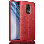 Pilanix Xiaomi Redmi Note 9 Kılıf Deri Desenli Lux Niss Silikon Kırmızı
