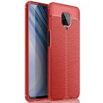 Pilanix Xiaomi Redmi Note 9 Pro Kılıf Deri Desenli Lux Niss Silikon Kırmızı