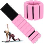 Pilates Bilek ve Ayak Bileği Ağırlıkları Kadınlar için 1 Çift (2 lbs) Ayarlanabilir Bilek Ağırlıkları, Antrenman Yoğunluğunu Artırmak, Yoga Pilates, Dans Balesi, Yürüyüş, Koşu-Pembe-01