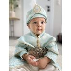 Pileki Baby Yenidoğan 0 6 Ay ve 1 Yaş Mevlüt ve Sünnet Kıyafeti Mevlütlük Sünnetlik Takım - Altın Mavi