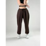 Pileli Kahve Kadın Jogger Pantolon Coc2848