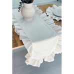 Pileli Keten Runner - Dekoratif Runner - Sehpa Örtüsü 40 x 110 CM Bej - Krem